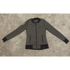New Era Women's Gray Full Zip Bomber Jacket Fleece Custom Patch Grunge Skate XS